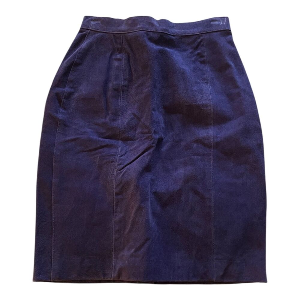 Vintage 90s Y2K blue purple suede pencil skirt lined boho indie fairycore 6